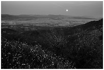 Moonrise from North Chalone Peak. Pinnacles National Park ( black and white)