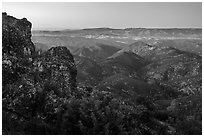 View from North Chalone Peak at dusk. Pinnacles National Park ( black and white)