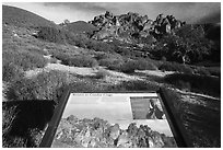 Condor Craggs interpretive sign. Pinnacles National Park ( black and white)