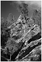 Looking up rock gully. Pinnacles National Park ( black and white)