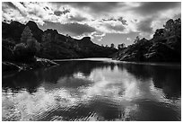 Bear Gulch Reservoir overflowing. Pinnacles National Park ( black and white)