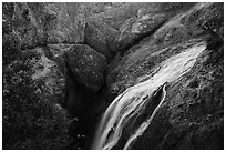 Bear Gulch Reservoir waterfall and upper cave. Pinnacles National Park ( black and white)
