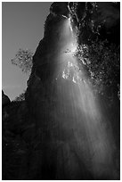 Moses Spring waterfall (slow). Pinnacles National Park ( black and white)