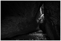 Stream in cave. Pinnacles National Park ( black and white)
