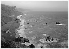 Coast from High Bluff overlook, sunset. Redwood National Park ( black and white)