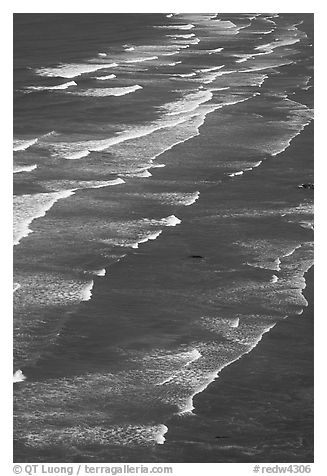 Succession of waves on Crescent Beach. Redwood National Park (black and white)
