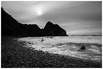 Sun, surf, and pebbles, Enderts Beach. Redwood National Park ( black and white)