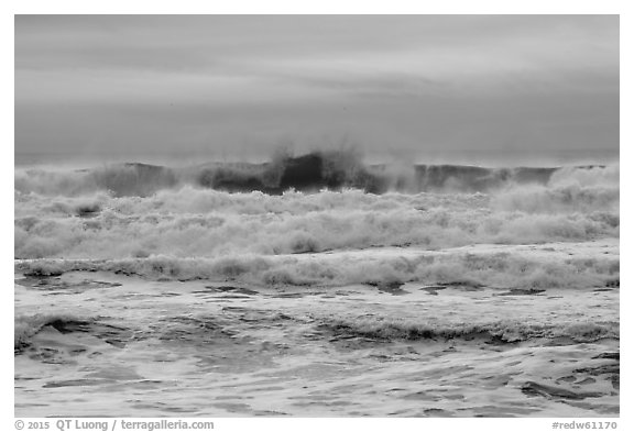 Breaking waves, Enderts Beach. Redwood National Park (black and white)