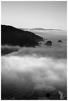 Costal clouds in early morning, Klamath River Overlook. Redwood National Park ( black and white)