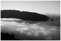 Low fog at the mouth of Klamath River. Redwood National Park ( black and white)