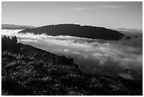 Sea of clouds at the mouth of Klamath River. Redwood National Park ( black and white)
