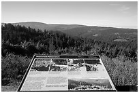 Redwood Creek watershed restoration interpretive sign. Redwood National Park ( black and white)