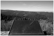 Holder for interpretive sign, Redwood Creek Overlook. Redwood National Park ( black and white)