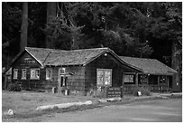 Visitor Center, Prairie Creek Redwoods State Park. Redwood National Park ( black and white)