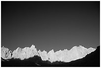Mt Whitney range at sunrise and blue sky. Sequoia National Park ( black and white)