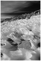 Wind-blown snow near  summit of Mt Whitney. Sequoia National Park ( black and white)