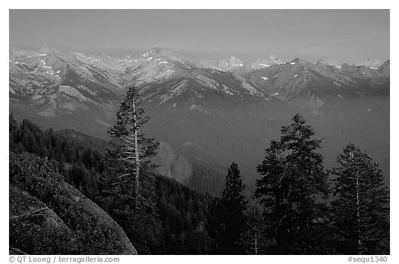 Western Divide, sunset. Sequoia National Park (black and white)