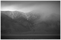 Clearing storm over  Sierras from Owens Valley, sunset. Sequoia National Park ( black and white)