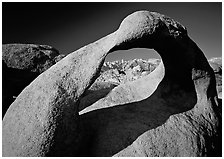 Alabama Hills Arch II and Sierra Nevada, early morning. Sequoia National Park, California, USA. (black and white)