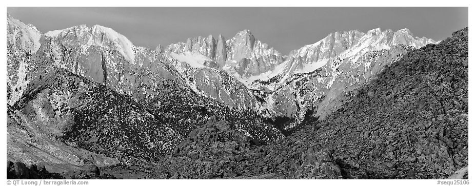 Mount Whitney at dawn. Sequoia National Park (black and white)