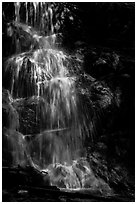 Waterfall with water shining in spot of sunlight, Cascade Creek. Sequoia National Park ( black and white)
