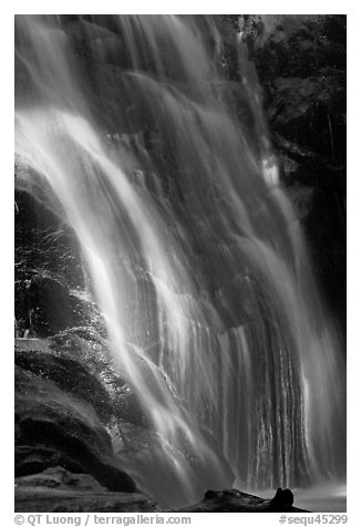 Waterfall near Crystal Cave, Cascade Creek. Sequoia National Park (black and white)