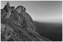 Moro Rock and Kaweah River valley at sunset. Sequoia National Park ( black and white)