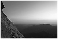 Moro Rock profile and foothills at sunset. Sequoia National Park ( black and white)