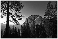 Moro Rock at night. Sequoia National Park, California, USA. (black and white)
