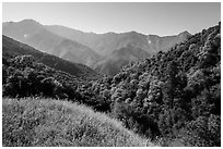 Hills and mountains in spring near Amphitheater Point. Sequoia National Park ( black and white)