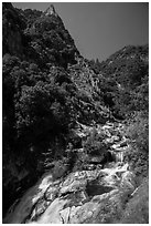 Marble fork of Kaweah River in deep canyon. Sequoia National Park ( black and white)