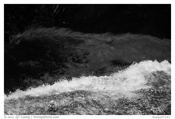 Water flowing over ledge, Marble Fall. Sequoia National Park (black and white)