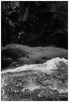 Water dropping into gorge, Marble Fall. Sequoia National Park ( black and white)