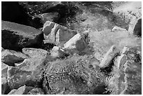Marble rocks in Marble fork of Kaweah River. Sequoia National Park ( black and white)