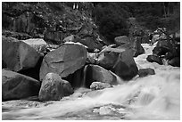 Marble fork of Kaweah River in spring. Sequoia National Park ( black and white)