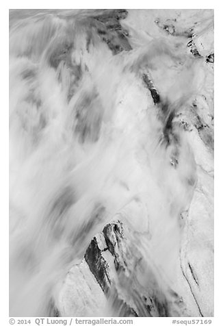 Water flowing over marble rocks. Sequoia National Park (black and white)