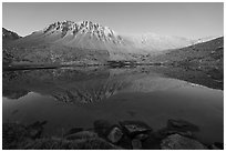 Mt Whitney reflected in Guitar Lake, twilight. Sequoia National Park ( black and white)
