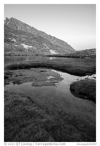 Alpine scenery with Guitar Lake, and Mt Hitchcock. Sequoia National Park (black and white)