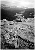 Tuolumne Meadows seen from Fairview Dome, autumn evening. Yosemite National Park ( black and white)