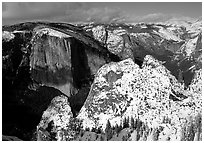 View of  Valley from Dewey Point in winter. Yosemite National Park ( black and white)
