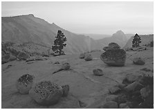 Glacial polish and erratics, Clouds Rest and Half Dome, sunset. Yosemite National Park ( black and white)