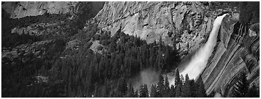 Nevada Fall. Yosemite National Park (Panoramic black and white)