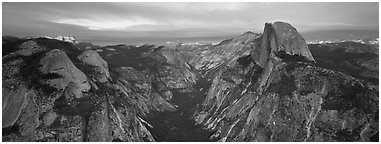 Half Dome and Tenaya Canyon. Yosemite National Park (Panoramic black and white)