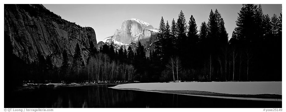 Half Dome sunset in winter. Yosemite National Park (black and white)