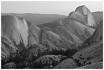 Tenaya Canyon, Clouds Rest, and Half-Dome from Olmstedt Point, sunset. Yosemite National Park ( black and white)