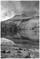 Mount Hoffman reflected in May Lake. Yosemite National Park ( black and white)