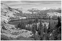May Lake, granite domes, and forest. Yosemite National Park ( black and white)