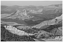 Cathedral Peak in the distance at sunset. Yosemite National Park ( black and white)