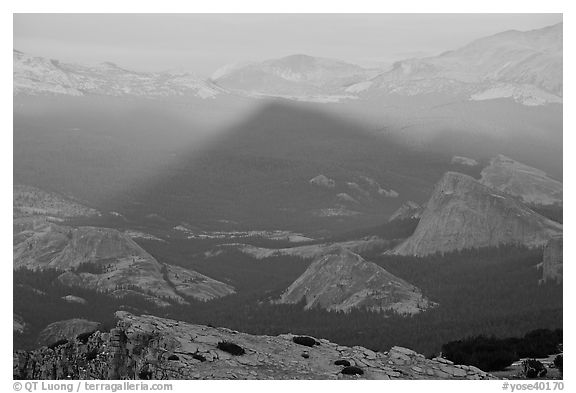 Shadow cone of Mount Hoffman at sunset. Yosemite National Park (black and white)