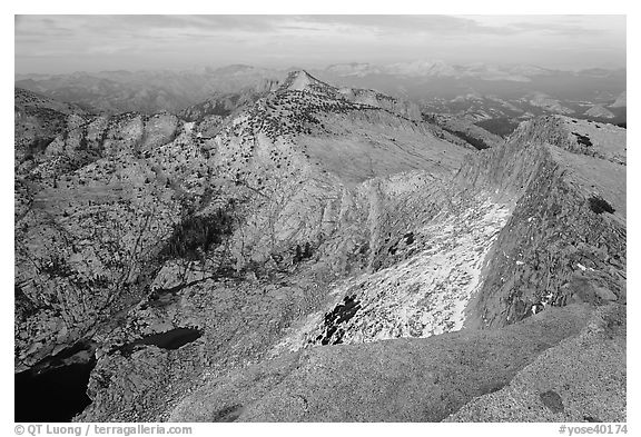 View from Mount Hoffman at sunset. Yosemite National Park (black and white)